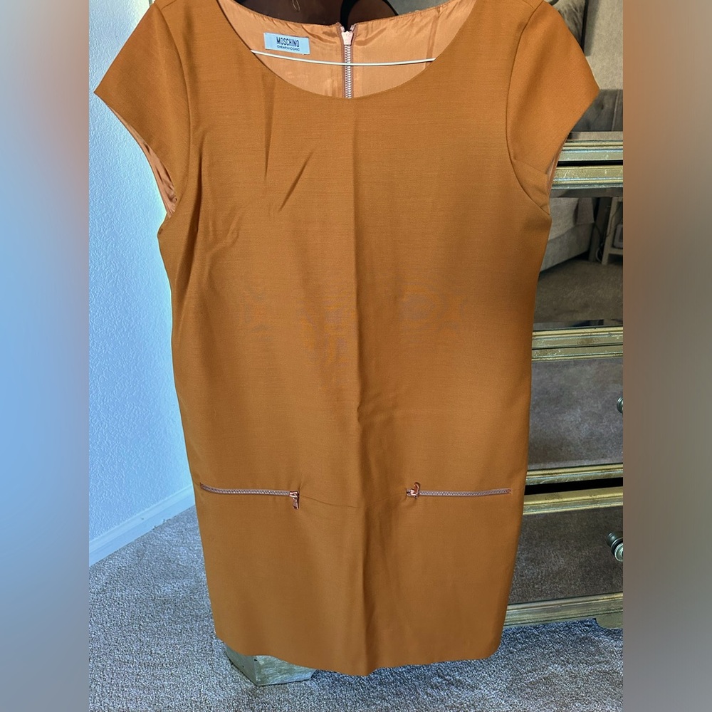 Moschino dress with rose gold zipper detail - size 12